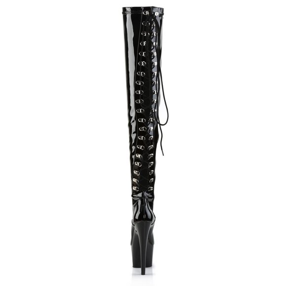 Pleaser Adore 3063 Black Stiletto Thigh High Platform Boots